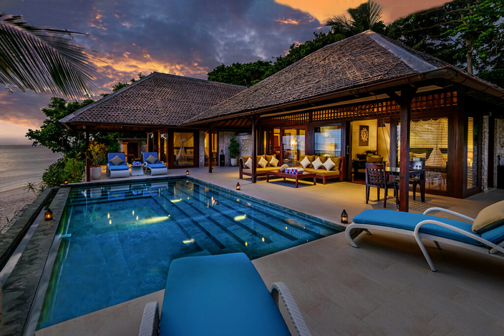 Pool side at one of Wakatobi's two bedroom villas