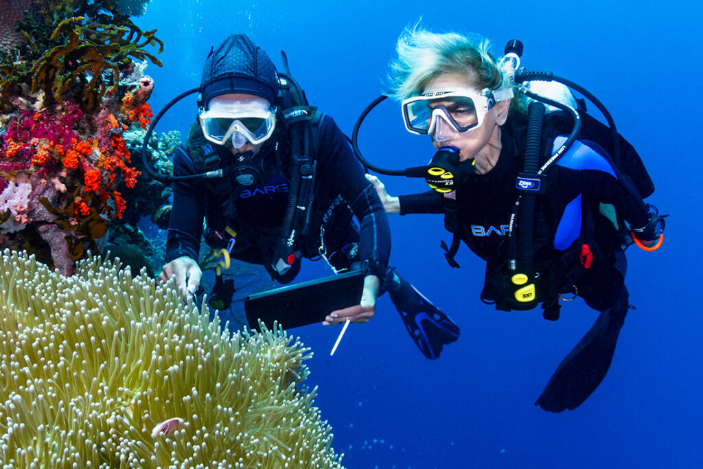 Diver with Wakatobi dive guide.
